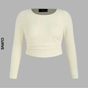 Cream beige RUCHED LONG SLEEVE TOP CURVE & PLUS NWOT